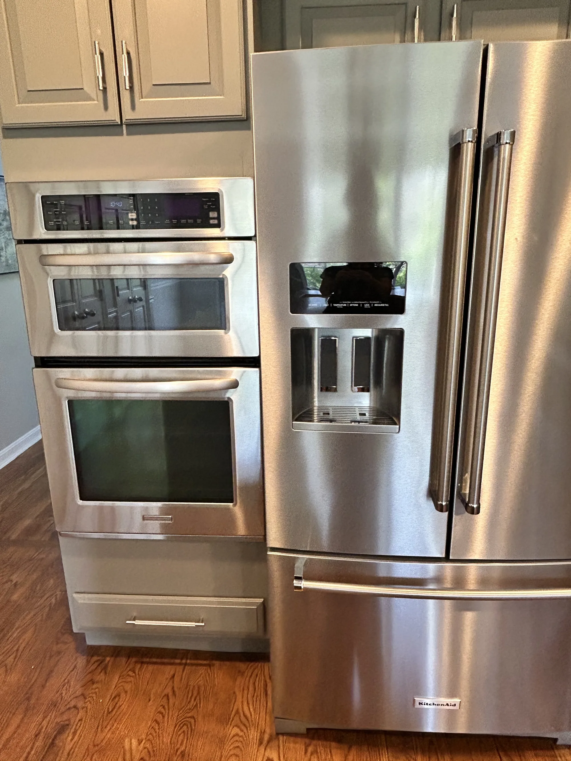 Stainless steel double oven and refrigerator cleaned and polished