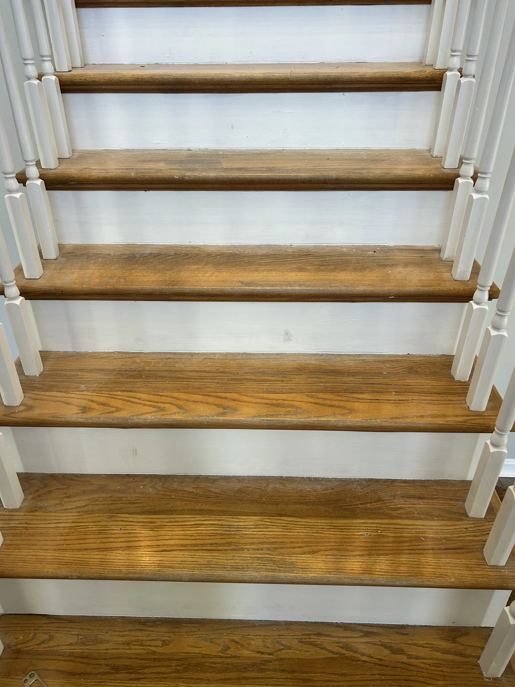 Hardwood staircase treads cleaned and finished